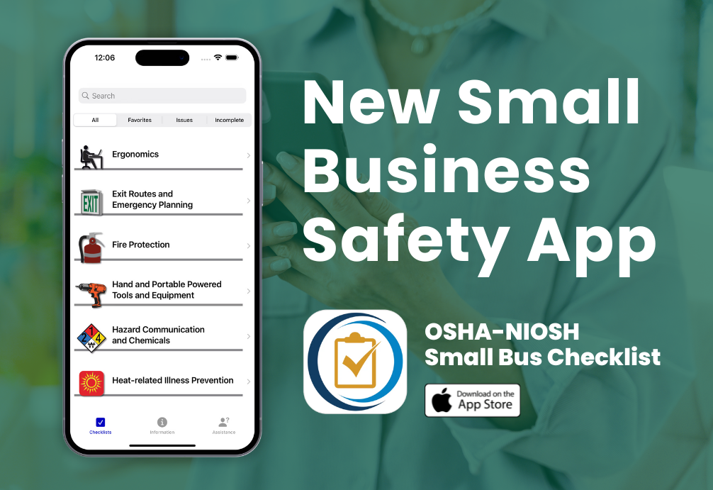 Mobile screenshot of a new application from OSHA-NIOSH for small businesses