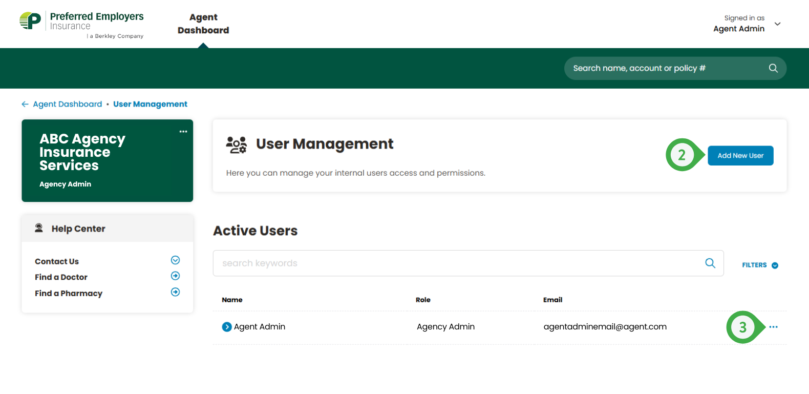 Snapshot of the User Management Page