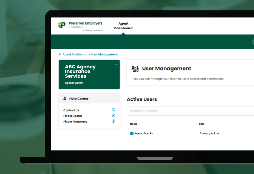 Screenshot of agency portal step one for managing user access.